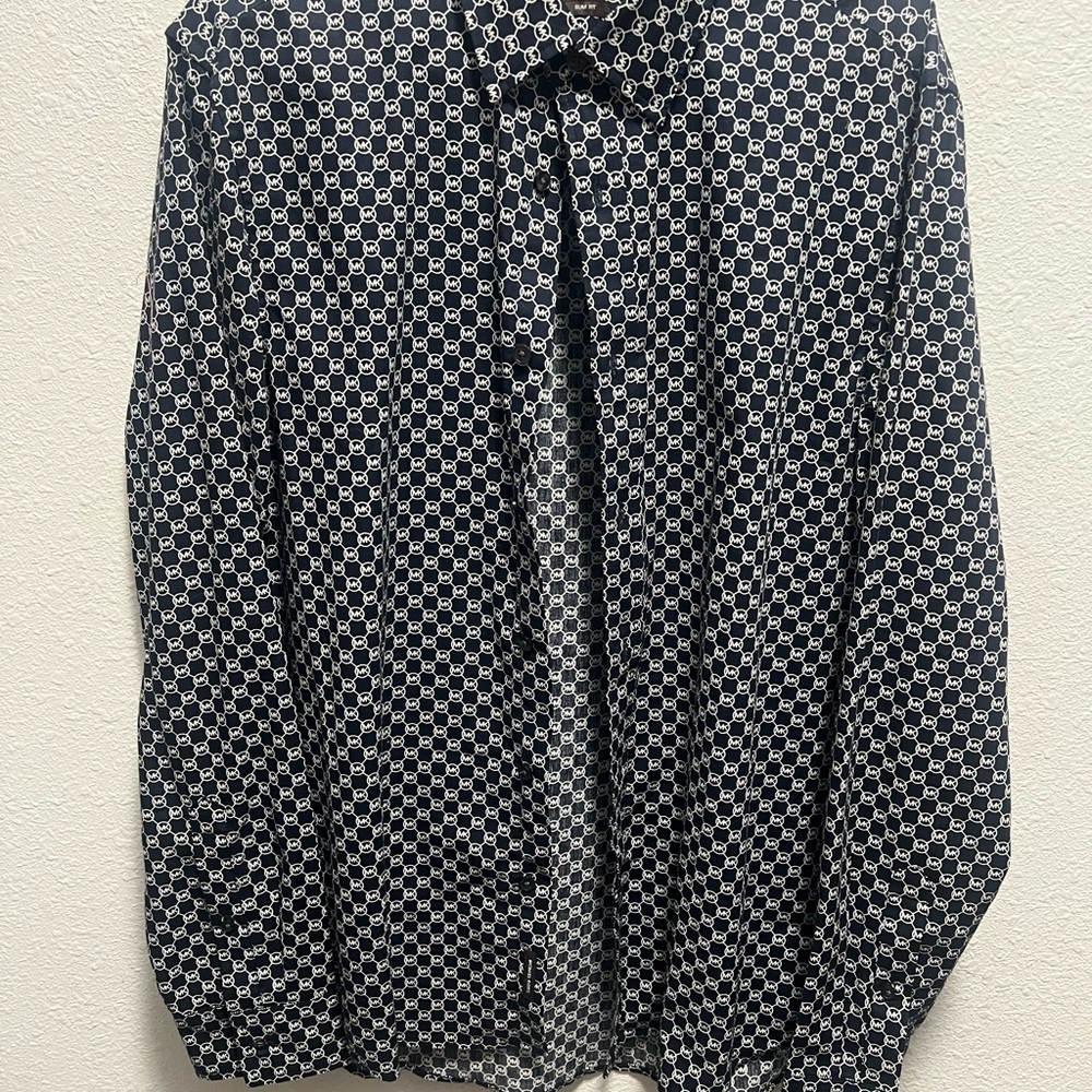 Michael Kors Navy Blue Patterned Shirt
